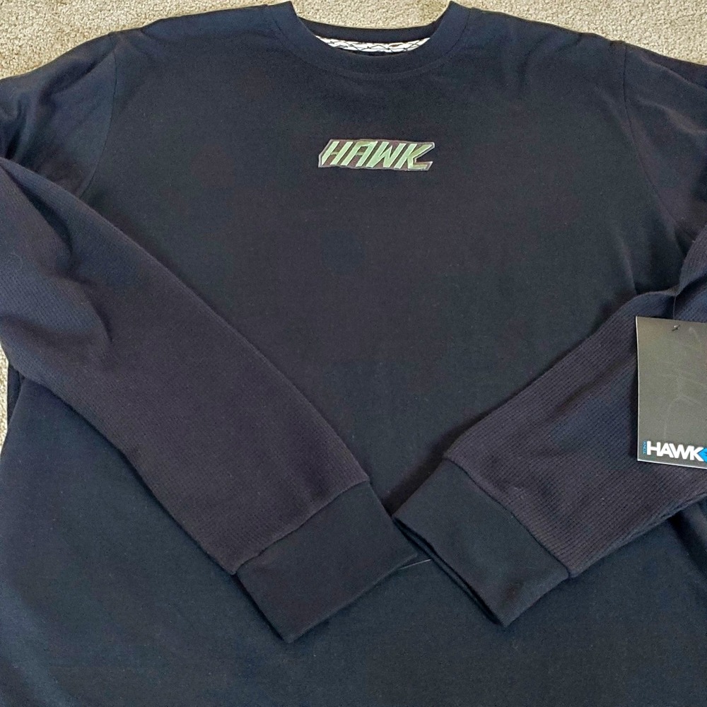Tony Hawk Tshirt Size L Black Faux Layered Long Sleeve Embroidery Hawk NWTGS
